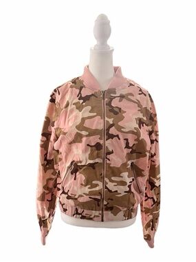 Love Tree Pink and Brown Camo Bomber Jacket